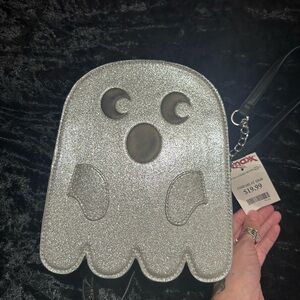Silver Ghost-Shaped Crossbody Bag